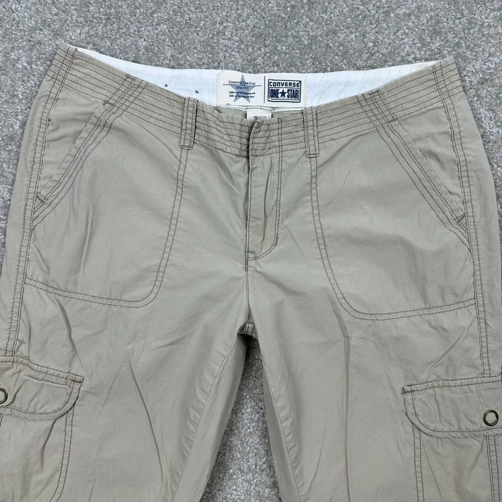 Converse One Star Khaki Cargo Pants Womens Sz 10 Tan Cotton Straight Leg Utility